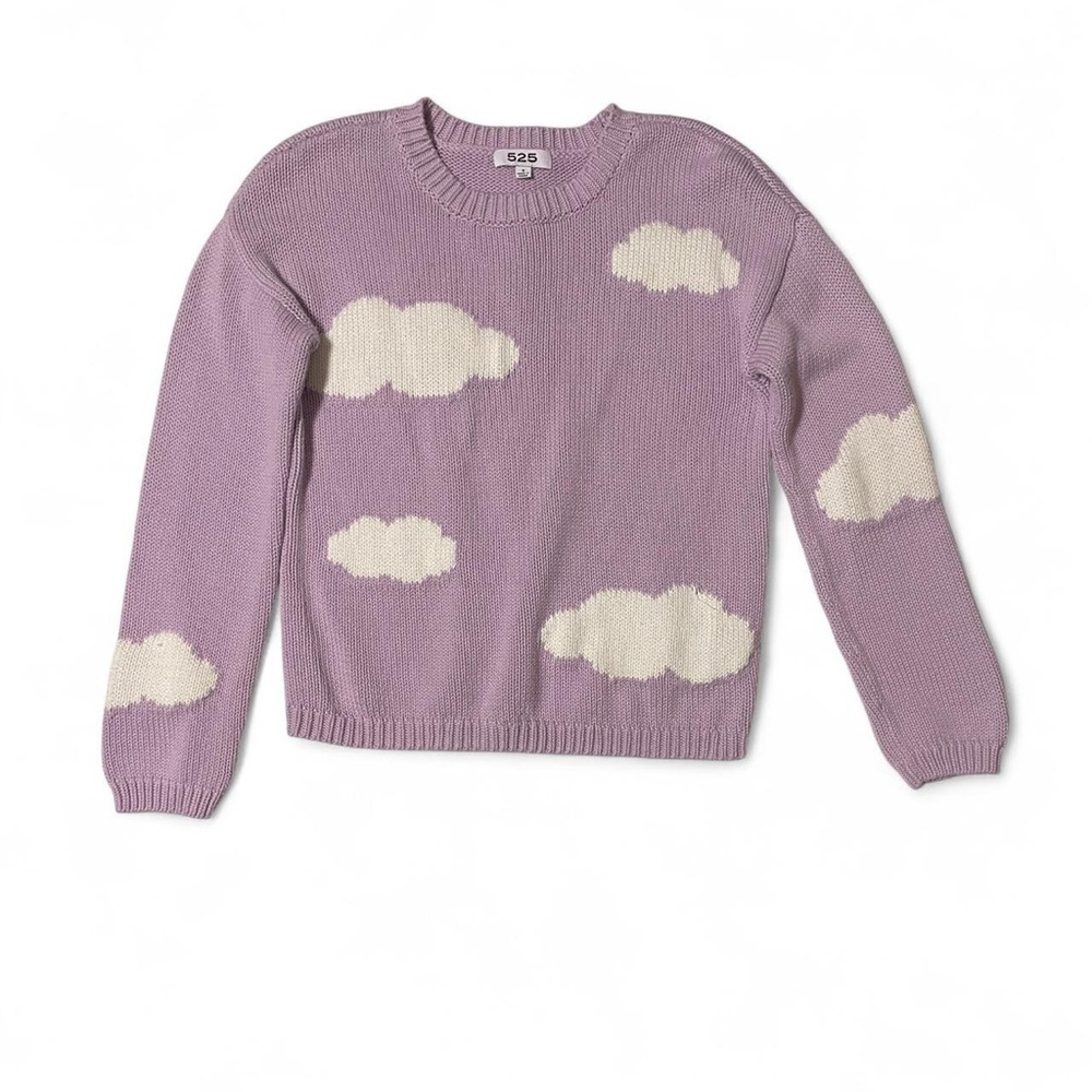 Purple and white cloud knit sweater